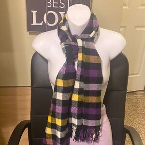 DC Plaid Scarf in Purple, Yellow, and Black
